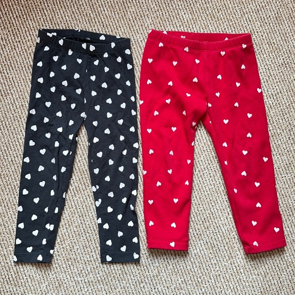 Old Navy Other - 2 - Old Navy toddler girls heart leggings - red and black 3T - one cozy lined